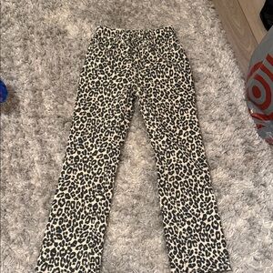 Zara Black and Cream Animal Print Pants